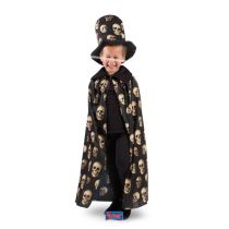 Dětský kostým - plášť + klobouk s lebkami - Halloween, 4-9 let - Horrorová párty