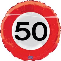 Balón foliový dopravní značka 50 let , 45 cm - Jubilejní narozeniny