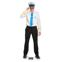 Kostým pilot - letec (košile, čepice,kravata) vel. M/L (48-50) - Masky, škrabošky, brýle