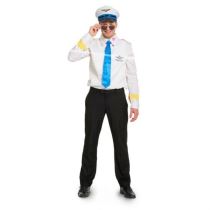 Kostým pilot - letec (košile, čepice,kravata) vel.XL/XXL (52-56) - Karneval
