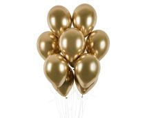 Balónky chromované 50 ks zlaté lesklé - Silvestr - 33 cm - Svatby