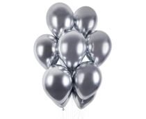 Balónky chromované 50 ks stříbrné lesklé - Silvestr - 33 cm - Svatby