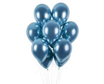Balónky chromované 50 ks modré lesklé - 33 cm - 1. Narozeniny kluk