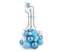 Sada balónků 1. narozeniny kluk - modrá 90 x 140 cm - 45 ks - Narozeninové