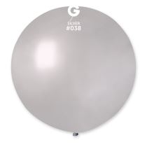 Balón latex  metalický 80 cm - stříbrný 1 ks - Konfety