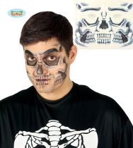 Tetování na obličej - lebka - Halloween - Čelenky, věnce, spony, šperky