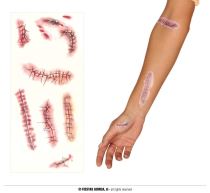 Tetování -  krvavé jizvy - HALLOWEEN - sada 8 ks - Kostýmy pro holky