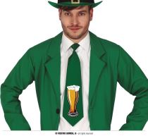 Kravata zelená s pivem - St. Patrick /  Svatý Patrik - Klobouky, helmy, čepice