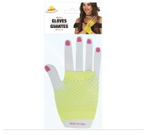 Retro síťované rukavice - neon - žluté - 80.léta - disco - Tématické
