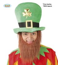 Klobouk zelený s vousy St. Patrick / Svatý Patrik - Vousy, kníry, kotlety, bradky