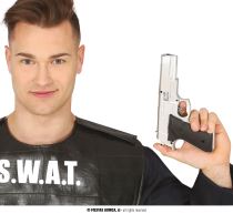 Policejní stříbrná pistole - puška - 21 cm - Párty doplňky