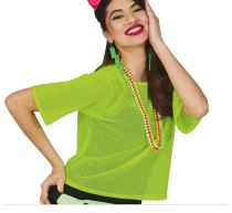 Zelené siťované retro tričko - neon - 80.léta - disco - Dekorace