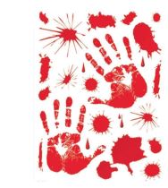 Dekorace Halloween - krev - krvavé nálepky - 30x39 cm - 23 ks - Karnevalové doplňky