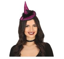 Čarodějnický klobouček mini na čelence - čarodějnice - Halloween - Helium