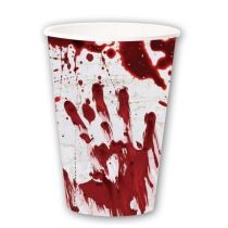 Papírové kelímky - krvavé otisky - Krev - Halloween - 355 ml - 6 ks - Halloween doplňky