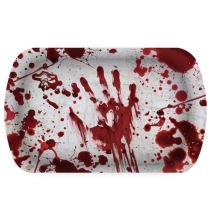 Plastový tác s krvavými otisky -  Krev - Halloween - 29 x 15 x 3 cm - Halloween doplňky