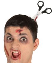 Čelenka nůžky v hlavě - 11 cm - Halloween - Helium