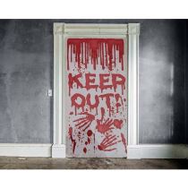 Dekorace na dveře - krvavé stopy - Keep out - Halloween 76 x 152 cm - Zbraně, brnění
