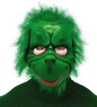 Zelená maska Grinch s vlasy - Vánoce - Karneval