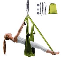 Popruhy na aero jógu inSPORTline Hemmok zelená s držáky a lany - Pomůcky na jógu