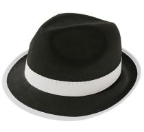 Klobouk Gangster černý s bílou stuhou - Klobouky, helmy, čepice