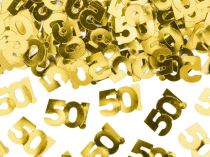 Metalické konfety číslo 50 - zlaté - 15 g - Jubilejní narozeniny
