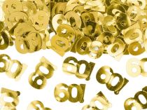 Metalické konfety číslo 60 - zlaté - 15 g - Narozeniny 60. let