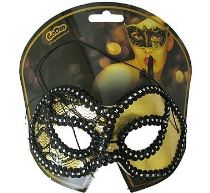 Škraboška s krajkou zlatá - Karnevalové masky, škrabošky