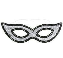 Škraboška s flitry stříbrná - Masky, škrabošky, brýle