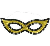Škraboška s flitry zlatá - Karnevalové masky, škrabošky
