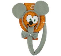 Sada myška (čelenka s uši,ocas) - Čelenky, věnce, spony, šperky