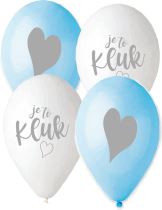 Balónek s českým potiskem JE TO KLUK! - modrá a bílá - 30 cm - 5 ks - Fóliové