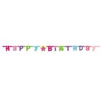 HAPPY BIRTHDAY - narozeniny - girlanda 180 cm RŮŽOVÁ - Dekorace
