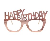 Papírové brýle Happy Birthday - narozeniny - rose gold - růžovozlaté 4 ks - Čelenky, věnce, spony, šperky