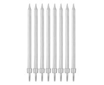 Narozeninové svíčky střibrné s podstavcemi délka - 10 cm - 8 ks - Dekorace