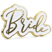 Brož pro budoucí nevěstu "Bride" 3,5 x 2 cm - Rozlučka se svobodou - Dekorace
