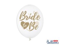 Balónky latexové se zlatým nápisem - Bride to be - Rozlučka se svobodou - 30cm - 6 ks - Čelenky, věnce, spony, šperky