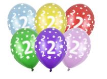 Silné Balónky 30cm metalické mix - narozeniny - Birthday No.2 - Helium