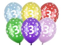 Silné Balónky 30cm metalické mix - narozeniny - Birthday No.3 - Balónky