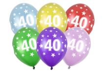 Silné Balónky 30cm metalické mix - narozeniny - Birthday No.40 - Konfety