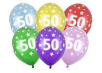 Silné Balónky 30cm metalické mix - narozeniny - Birthday No.50 - Jubilejní narozeniny