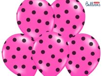 Silné Balónky 30 cm PASTEL RŮŽOVÉ -  černý puntík - 1ks - Rozlučka se svobodou - Party make - up