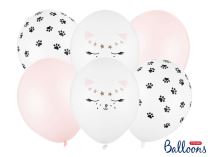 Sada latexových balónků - Motiv kočka - kočička - 30 cm - 6 ks - Baby shower – Těhotenský večírek