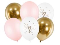 Sada latexových balónků - 1.narozeniny - holka - holčička - 6 ks - 30 cm - Nelicence
