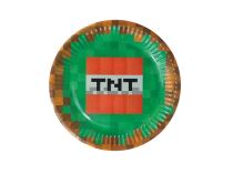 Papírové talíře Pixel - Minecraft  - TNT -18 cm - 6 ks - Narozeniny