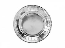 Papírové talíře stříbrné -18cm - 6 ks - Silvestrovská párty