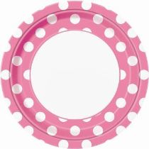 Talíře růžové puntík - 22 cm - 8 ks - BBQ party / jednorázové nádobí