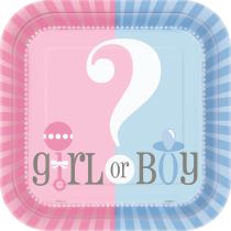 Talíře Gender reveal "Girl or Boy" - "Holka nebo kluk" 22cm, 8ks - Papírové