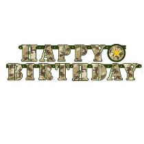 Girlanda narozeniny - Happy Birthday - maskáč - ARMY - voják - 160 cm - Narozeninové