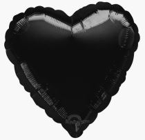 Foliový balón 45 cm Srdce černé - Papírové